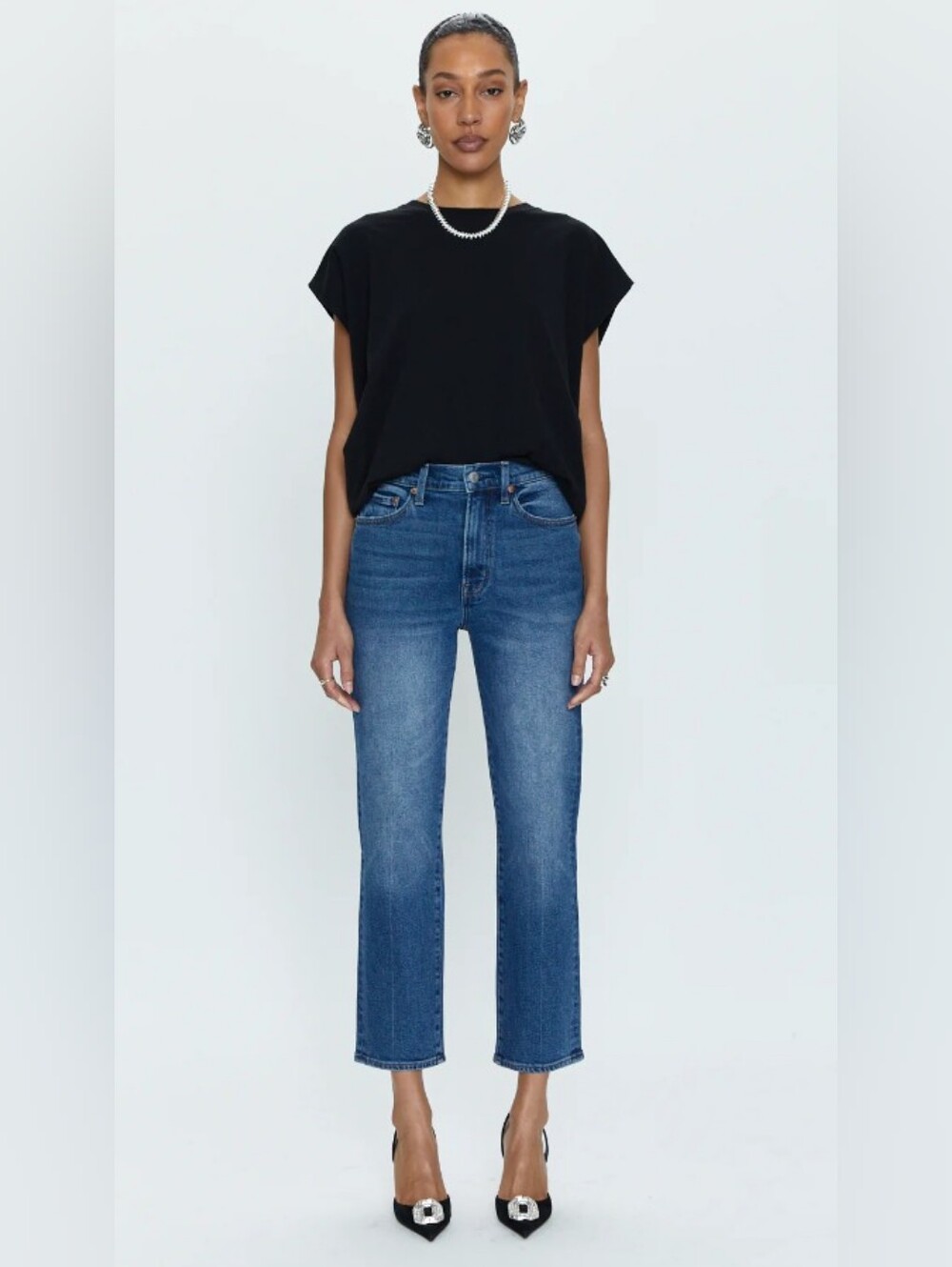 Pistola Charlie High Rise Straight Leg Mom Fit Jeans in Augustus Size 30